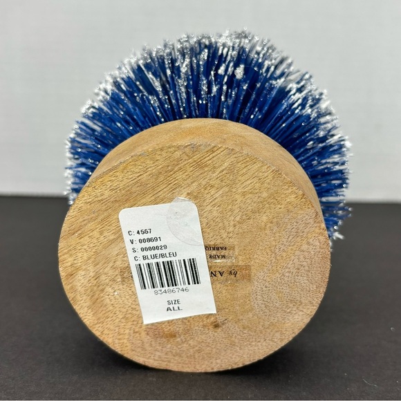 Anthropologie 12" Tilly Bottle Brush Tree Snow Flocked Glitter Beautiful Blue - Picture 6 of 8